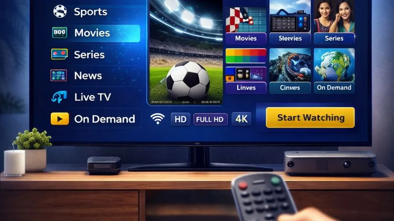 Interface IPTV chaînes sports films séries 4K Quebec Canada